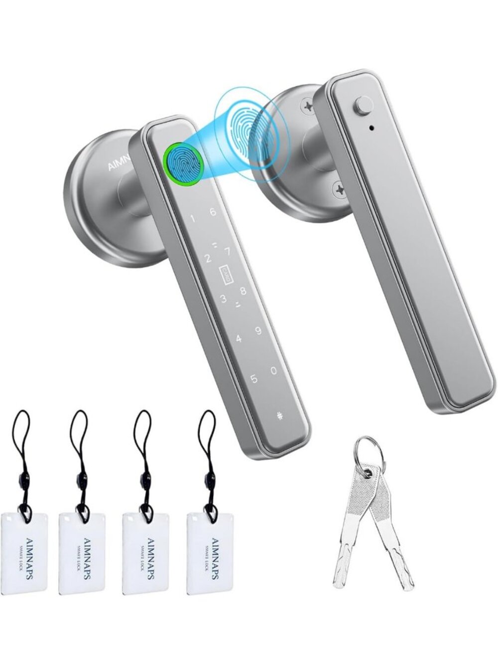 Keyless Entry Fingerprint Door Lock for Bedroom & Office, Smart Security Handle